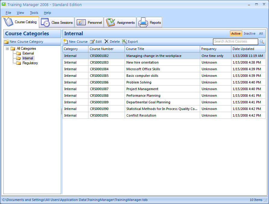 Training Manager 2014 - Enterprise Edition 1.0.1210.0 software screenshot