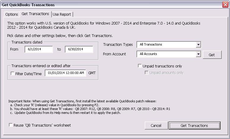 Transaction Copier for QBooks 9.52 software screenshot