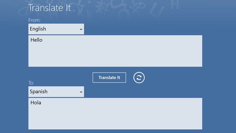 TranslateIt for Windows 8 1.0.0.0 software screenshot