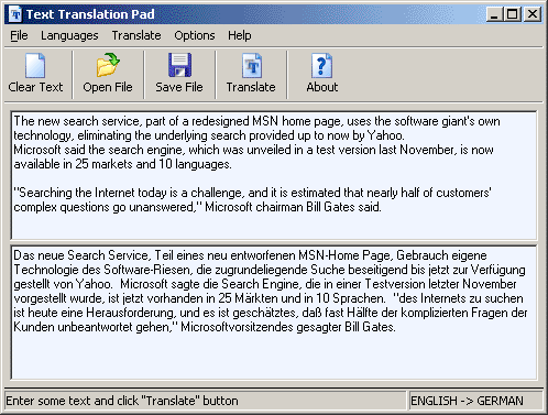 Translation Pad 1.8 software screenshot