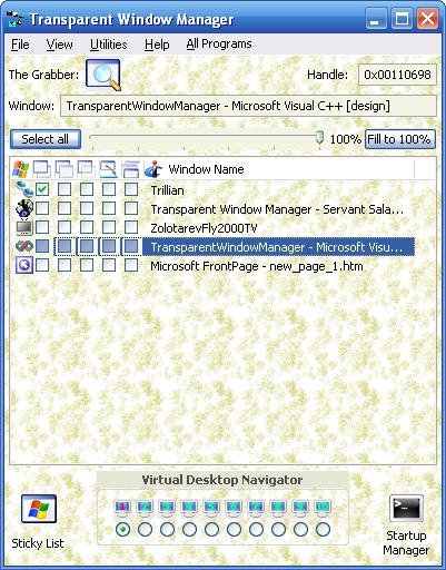Transparent Window Manager 3.3 software screenshot