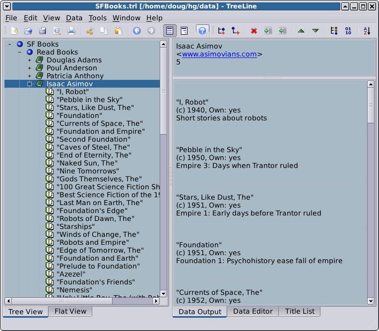 TreeLine 2.0.2 software screenshot
