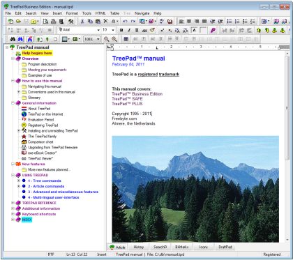 TreePad Business Edition 7.7.5 software screenshot