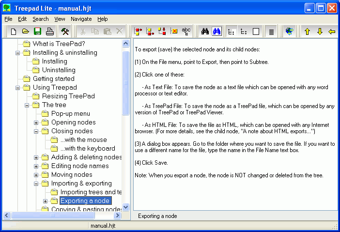TreePad Lite 4.3 software screenshot