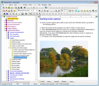 TreePad PLUS 7.7.5 software screenshot