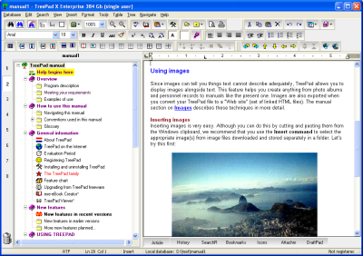 TreePad X Enterprise 12 Gb single-user 7.15 software screenshot