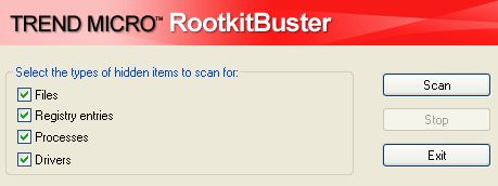 Trend Micro RootkitBuster 5.0.0.1203 Beta software screenshot