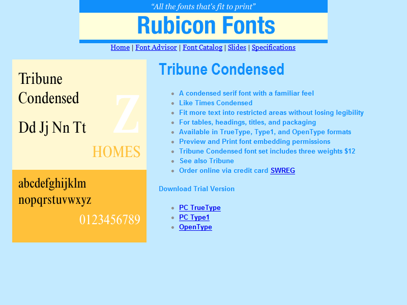 Tribune Condensed Font TT 2.00 software screenshot