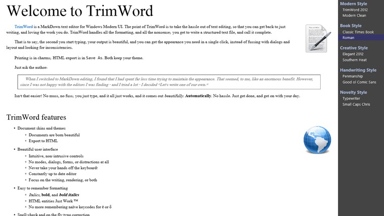 TrimWord for Windows 8 1.0.0.19 software screenshot