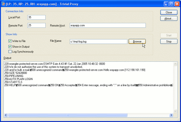 Trivial Proxy 1.6 software screenshot