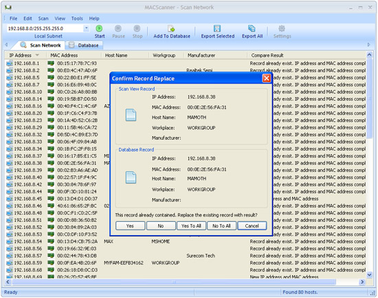 Trogon MAC Scanner 2.6 software screenshot