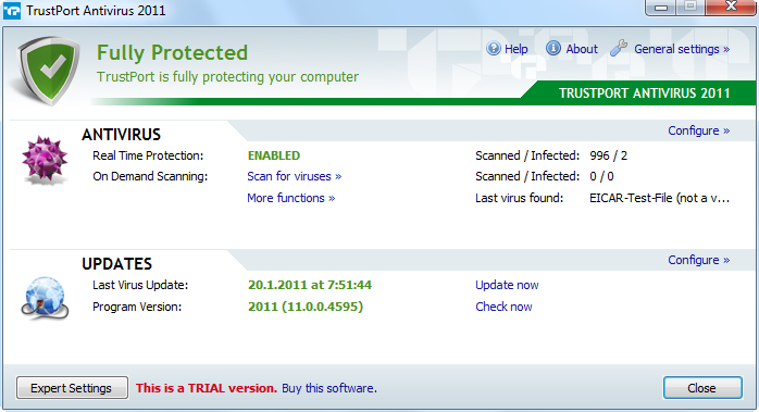 TrustPort Antivirus USB Edition 2016 16.0.2.5707 software screenshot