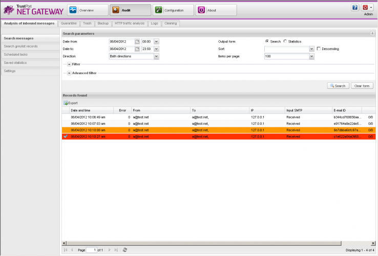 TrustPort Net Gateway 6.0.0.3070 software screenshot