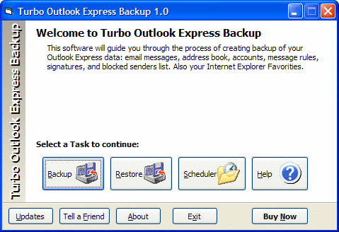 Turbo Outlook Express Backup 1.0 software screenshot