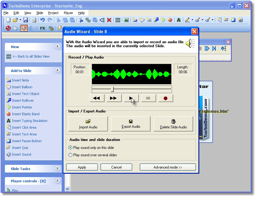 TurboDemo 7.5 software screenshot