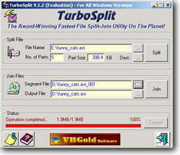 TurboSplit 1.2 software screenshot