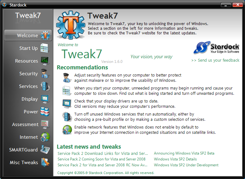 Tweak-7 1.0.1240 software screenshot