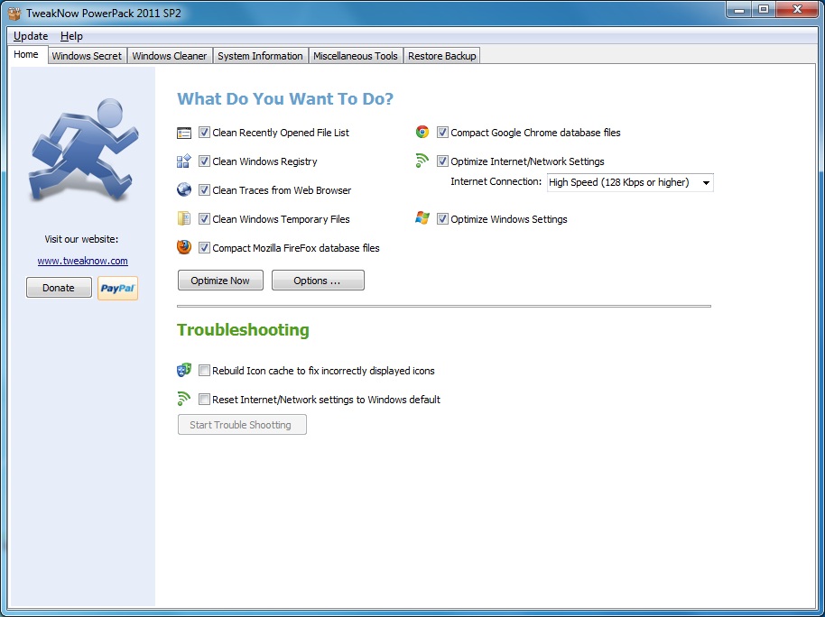 TweakNow PowerPack 2010 2.2.0000 software screenshot