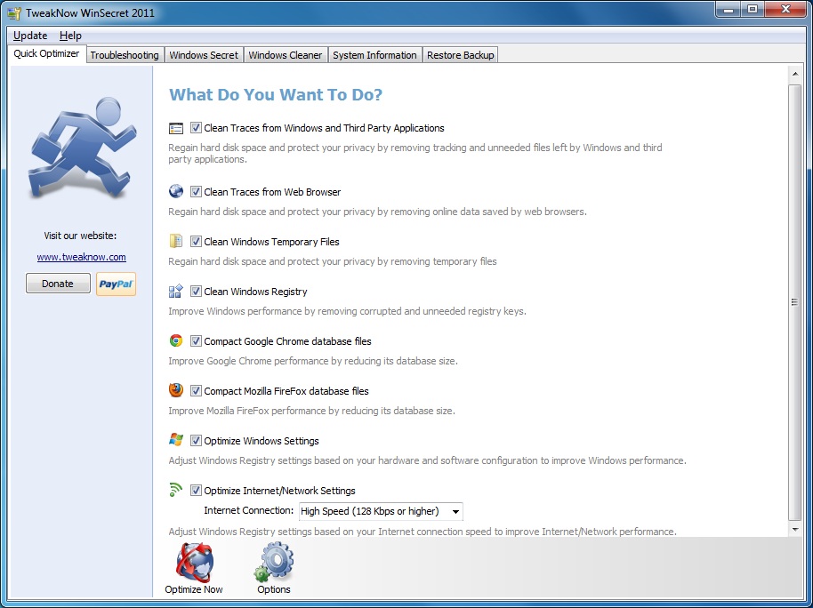 TweakNow WinSecret 2012 4.2.1 software screenshot