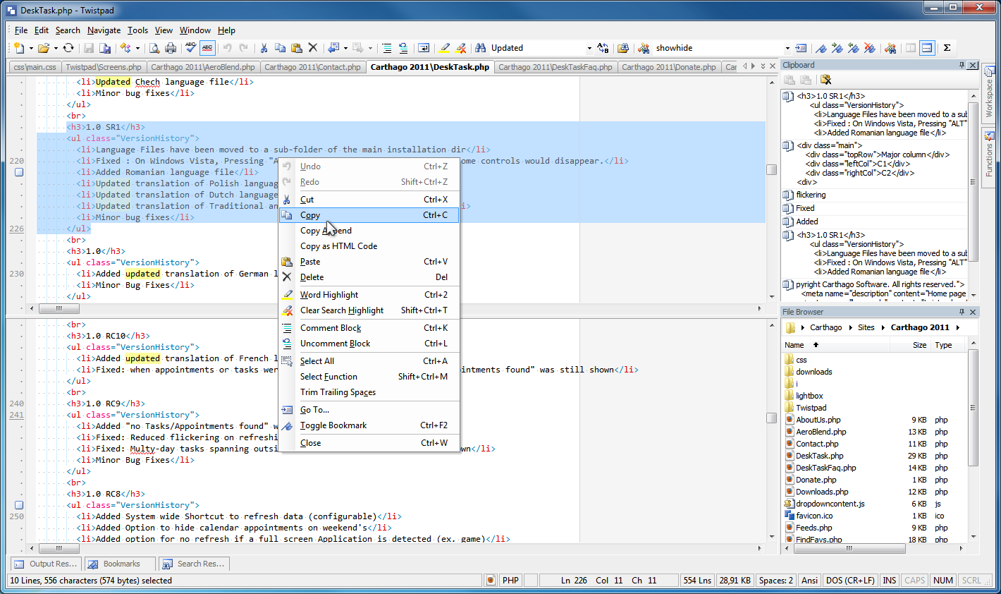 Twistpad 2.51 software screenshot