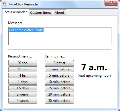 Two-Click Reminder 2014 14.3.0.1060 Release 3 software screenshot