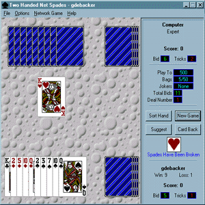 Two Handed Net Spades 3.0 software screenshot