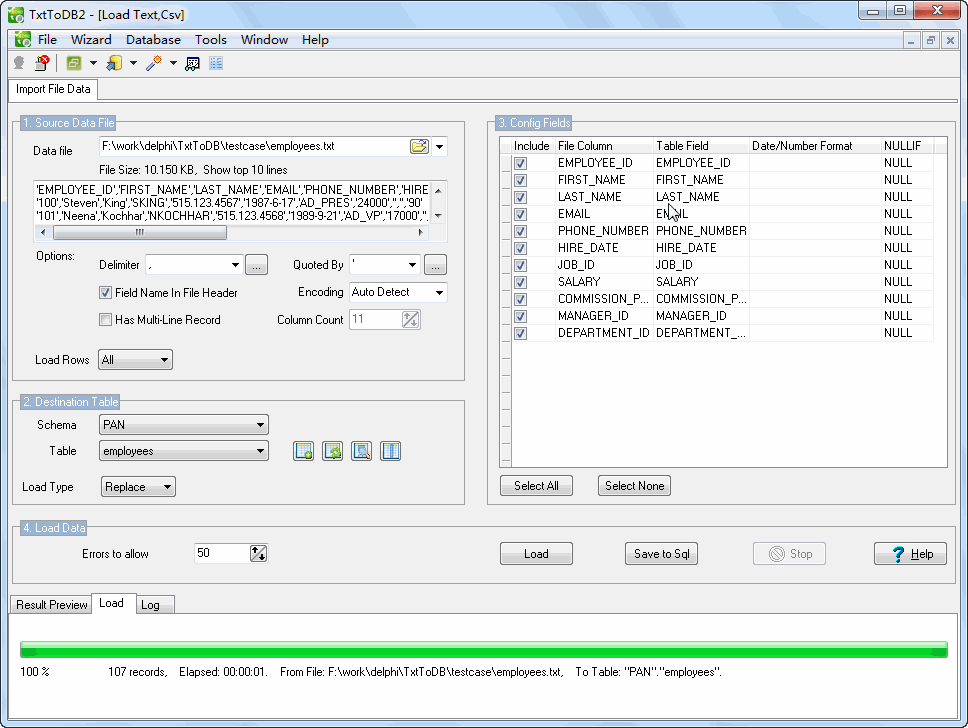 TxtToDB2 1.9.1.55 software screenshot