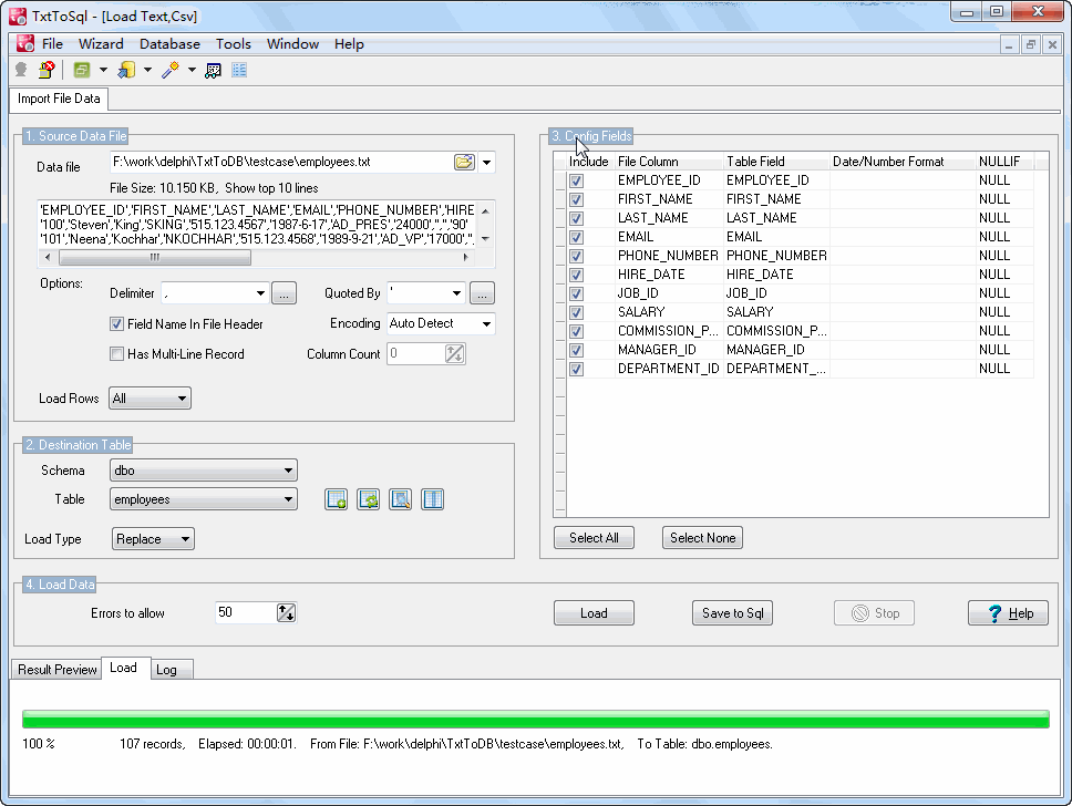 TxtToSql 3.6.1.170705 software screenshot