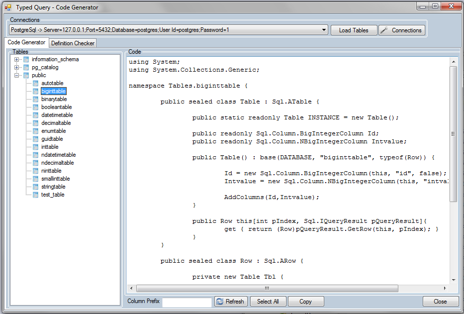 Typed Query - Code Generator 0.9.6 software screenshot
