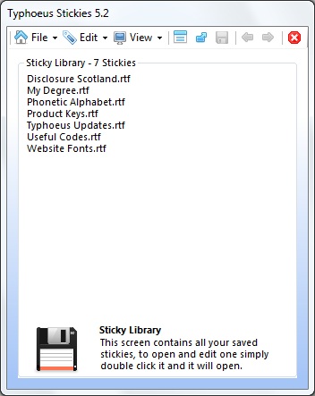 Typhoeus Stickies 5.2 software screenshot