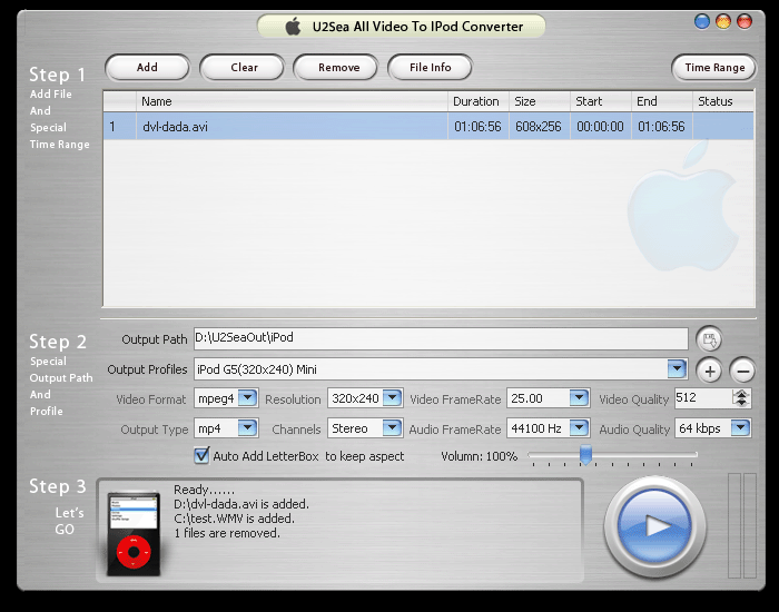 U2Sea All Video To iPod Converter 2.1.2 software screenshot