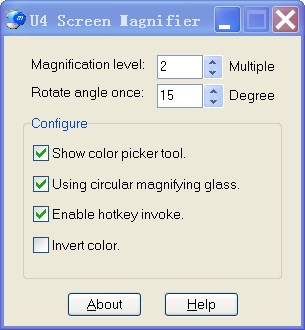 U4 Screen Magnifier 2.01 software screenshot