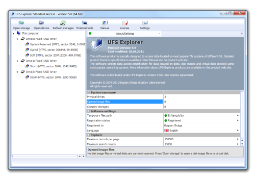 UFS Explorer Standard Access 5.22.3 software screenshot