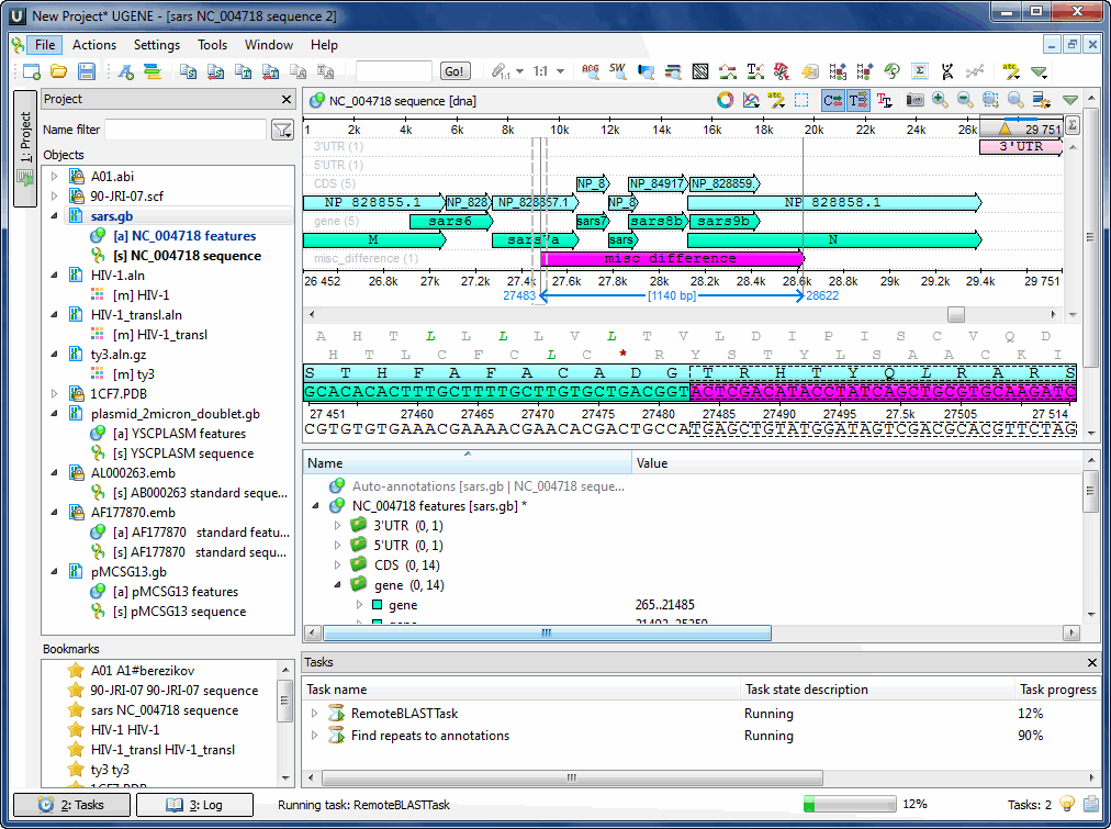 Unipro UGENE 1.26.1 software screenshot
