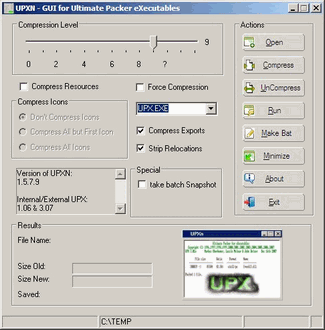UPXN 1.5.9.11 software screenshot