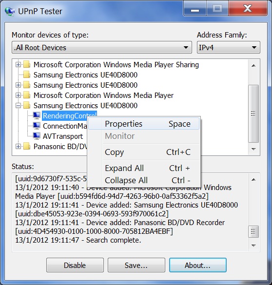UPnP Tester 2.11.82.5 software screenshot