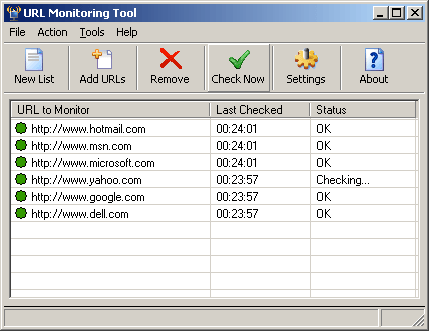 URL Monitoring Tool 2.95 software screenshot