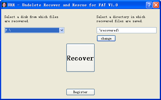 URR - Undelete Recover and Rescue for FAT 1.0 software screenshot