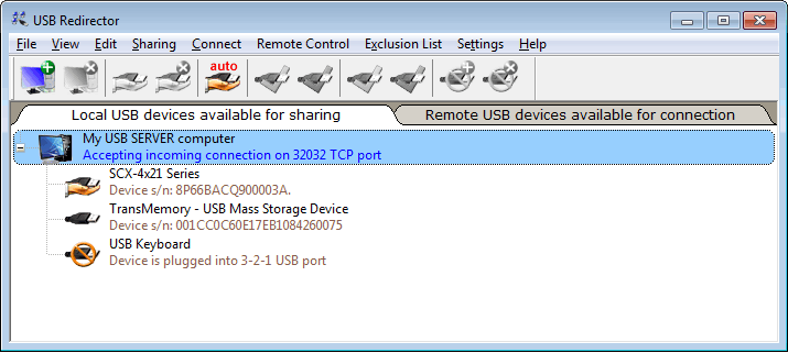 USB Redirector Client 6.7 software screenshot