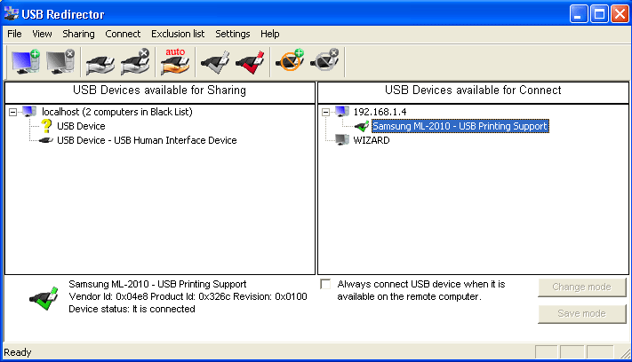 USB Redirector 6.7 software screenshot