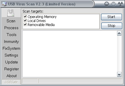 USB Virus Scan 2.42.0328 software screenshot