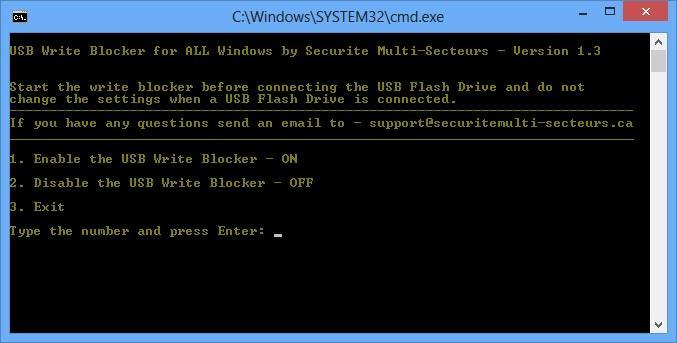 USB Write Blocker 1.3 software screenshot