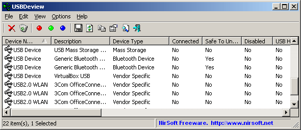 USBDeview 2.65 software screenshot
