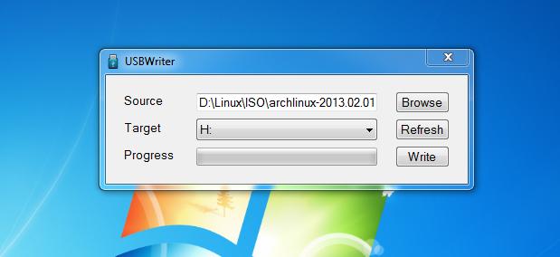 USBWriter 1.1 software screenshot