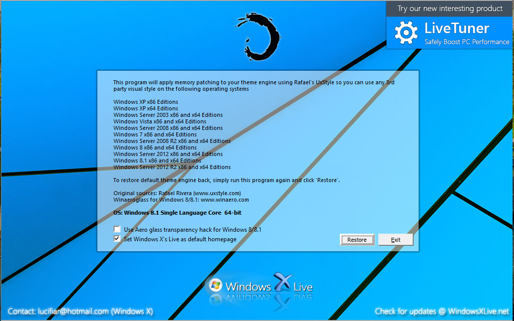 UXTheme Multi-Patcher 14.2 software screenshot