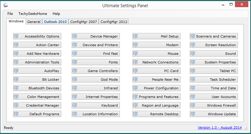 Ultimate Settings Panel 5.7 software screenshot