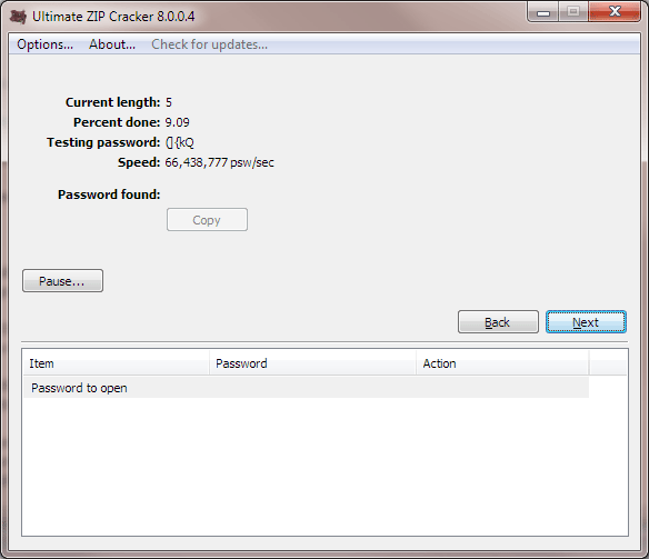 Ultimate ZIP Cracker 8.0.2.3 software screenshot