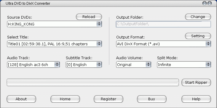 Ultra DVD to DivX Converter 4.3.0718 software screenshot