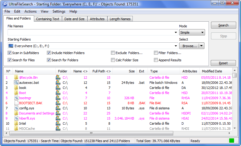 UltraFileSearch Std Portable 4.6.0.16023 software screenshot