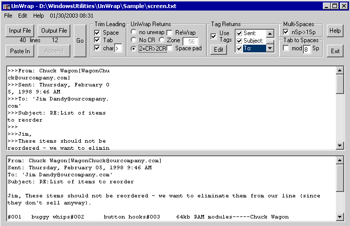 UnWrap 1.7 software screenshot